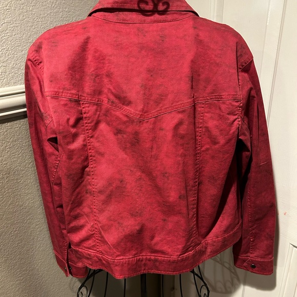 New with Tags Rock & Republic Deep Red with Black Jean Jacket Size Large - Picture 4 of 9